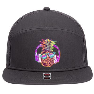 Pop Art Summer Time Headphones Pineapple 7 Panel Mesh Trucker Snapback Hat