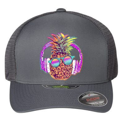 Pop Art Summer Time Headphones Pineapple Flexfit Unipanel Trucker Cap