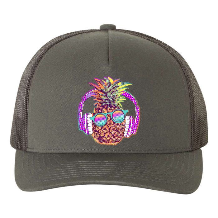 Pop Art Summer Time Headphones Pineapple Yupoong Adult 5-Panel Trucker Hat