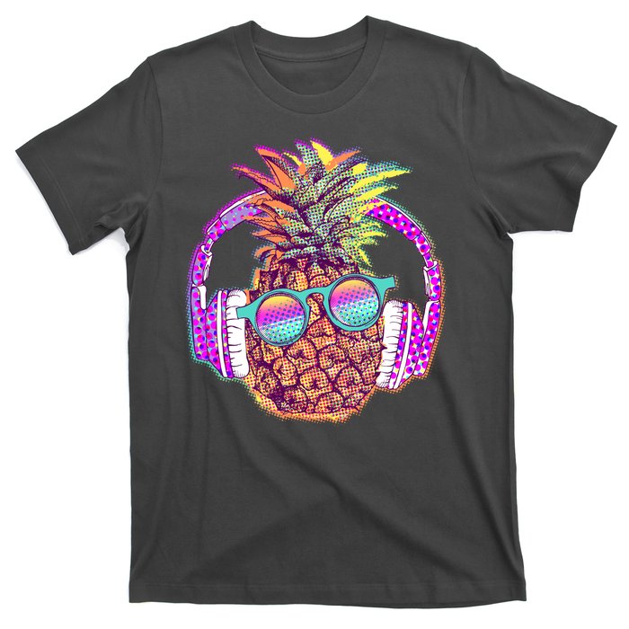 Pop Art Summer Time Headphones Pineapple T-Shirt