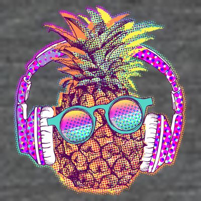 Pop Art Summer Time Headphones Pineapple T-Shirt