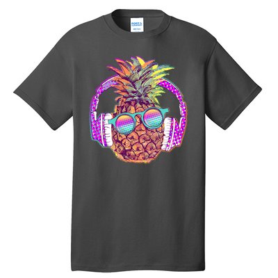 Pop Art Summer Time Headphones Pineapple Tall T-Shirt