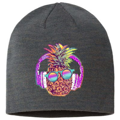 Pop Art Summer Time Headphones Pineapple Sustainable Beanie