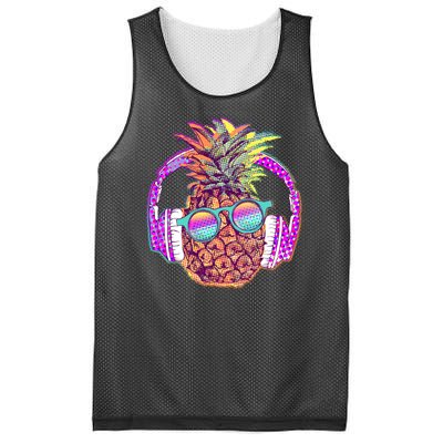 Pop Art Summer Time Headphones Pineapple Mesh Reversible Basketball Jersey Tank