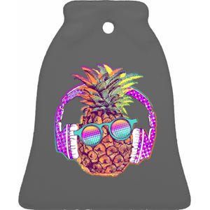 Pop Art Summer Time Headphones Pineapple Ceramic Bell Ornament