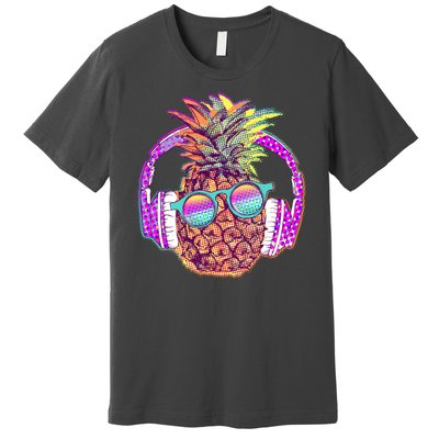 Pop Art Summer Time Headphones Pineapple Premium T-Shirt