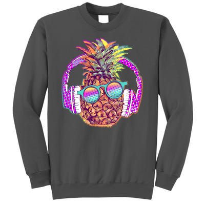 Pop Art Summer Time Headphones Pineapple Tall Sweatshirt