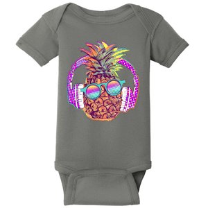 Pop Art Summer Time Headphones Pineapple Baby Bodysuit