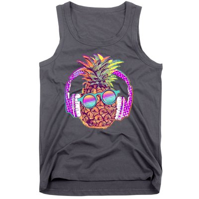 Pop Art Summer Time Headphones Pineapple Tank Top