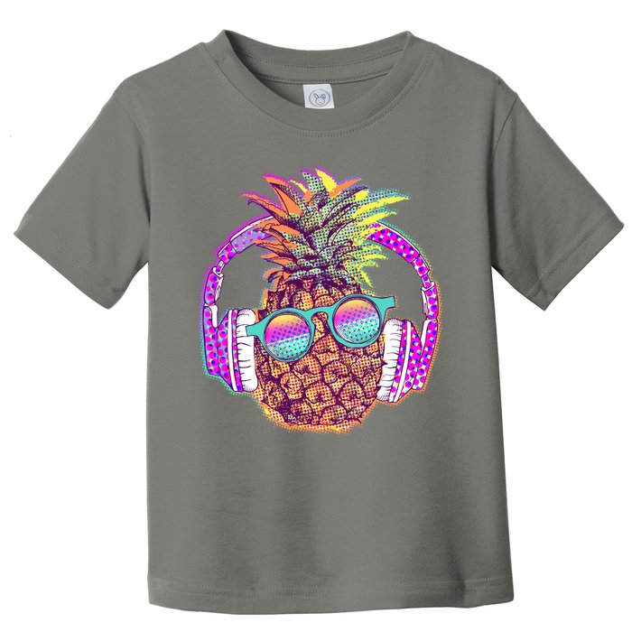 Pop Art Summer Time Headphones Pineapple Toddler T-Shirt
