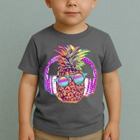Pop Art Summer Time Headphones Pineapple Toddler T-Shirt