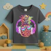 Pop Art Summer Time Headphones Pineapple Toddler T-Shirt