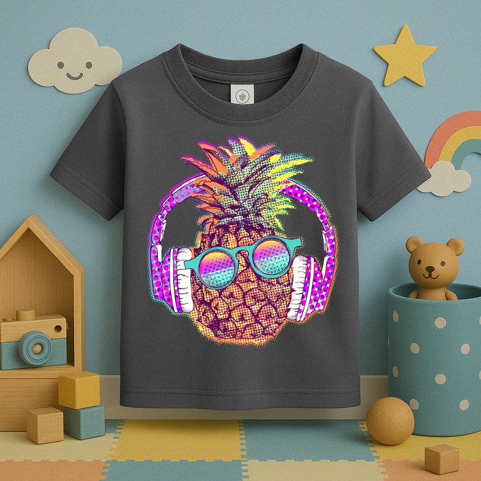 Pop Art Summer Time Headphones Pineapple Toddler T-Shirt