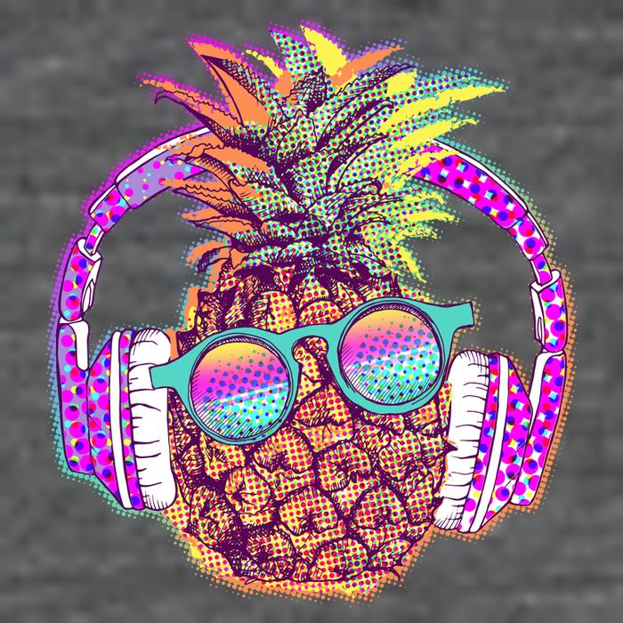 Pop Art Summer Time Headphones Pineapple Toddler T-Shirt