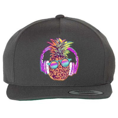 Pop Art Summer Time Headphones Pineapple Wool Snapback Cap