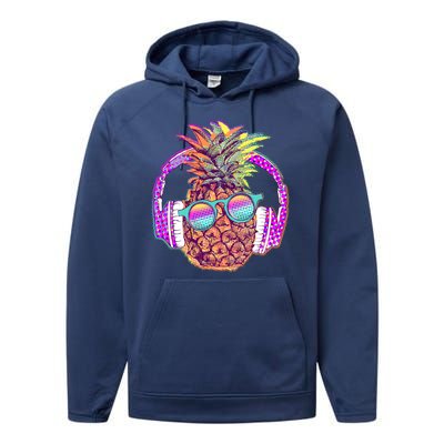 Pop Art Summer Time Headphones Pineapple Performance Fleece Hoodie