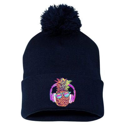 Pop Art Summer Time Headphones Pineapple Pom Pom 12in Knit Beanie