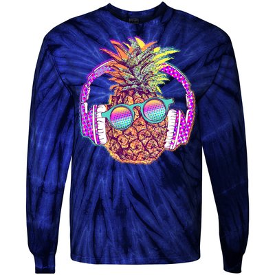 Pop Art Summer Time Headphones Pineapple Tie-Dye Long Sleeve Shirt