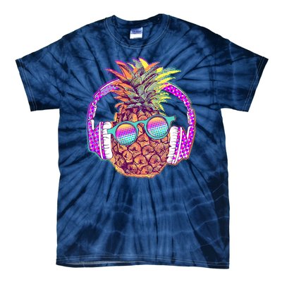 Pop Art Summer Time Headphones Pineapple Tie-Dye T-Shirt