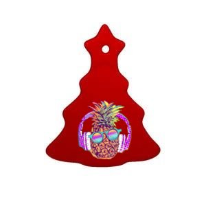 Pop Art Summer Time Headphones Pineapple Ceramic Tree Ornament