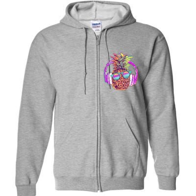 Pop Art Summer Time Headphones Pineapple Full Zip Hoodie