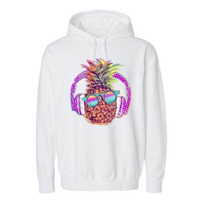 Pop Art Summer Time Headphones Pineapple Garment-Dyed Fleece Hoodie