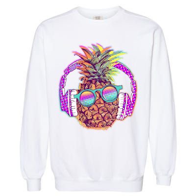 Pop Art Summer Time Headphones Pineapple Garment-Dyed Sweatshirt