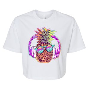 Pop Art Summer Time Headphones Pineapple Bella+Canvas Jersey Crop Tee