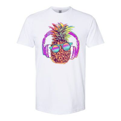 Pop Art Summer Time Headphones Pineapple Softstyle CVC T-Shirt