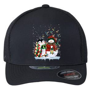 Penguin And Snow Merry Christmas Penguin Lover Meaningful Gift Flexfit Unipanel Trucker Cap