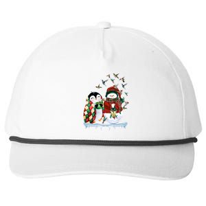 Penguin And Snow Merry Christmas Penguin Lover Meaningful Gift Snapback Five-Panel Rope Hat