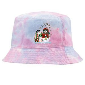 Penguin And Snow Merry Christmas Penguin Lover Meaningful Gift Tie-Dyed Bucket Hat