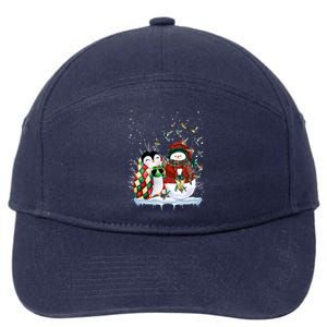 Penguin And Snow Merry Christmas Penguin Lover Meaningful Gift 7-Panel Snapback Hat