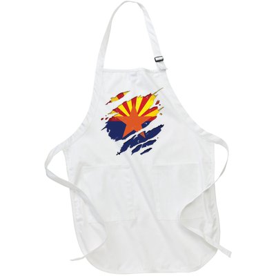 Proud Arizonan Shirts Az State Torn Ripped Arizona Flag Full-Length Apron With Pockets