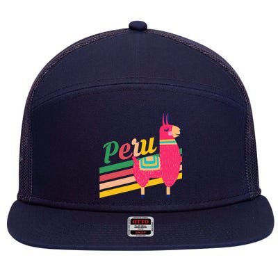 Peru Alpacas South America Vacation 7 Panel Mesh Trucker Snapback Hat