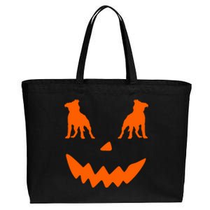 Pumpkin American Staffordshire Terrier Dog Halloween Cotton Canvas Jumbo Tote