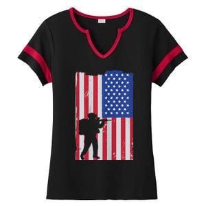 Patriot American Soldier Ladies Halftime Notch Neck Tee