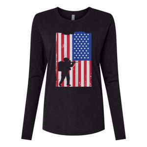 Patriot American Soldier Womens Cotton Relaxed Long Sleeve T-Shirt