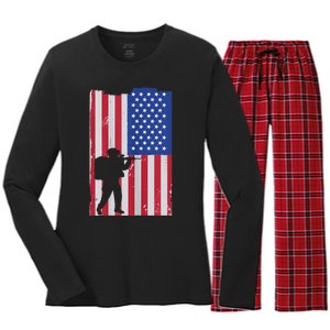 Patriot American Soldier Women's Long Sleeve Flannel Pajama Set 