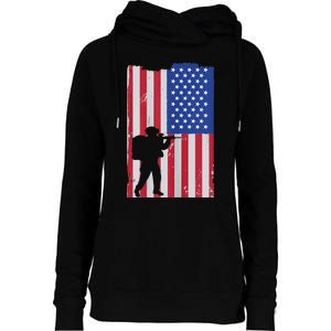 Patriot American Soldier Womens Funnel Neck Pullover Hood