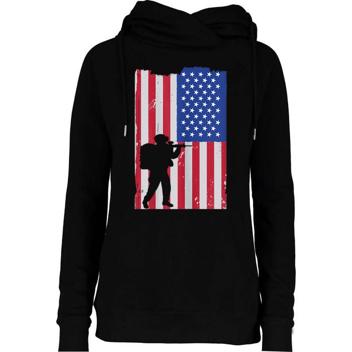 Patriot American Soldier Womens Funnel Neck Pullover Hood