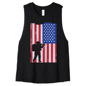 Patriot American Soldier Women's Racerback Cropped Tank