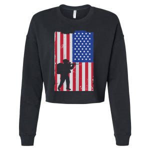 Patriot American Soldier Cropped Pullover Crew