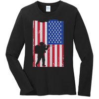 Patriot American Soldier Ladies Long Sleeve Shirt