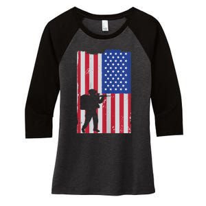 Patriot American Soldier Women's Tri-Blend 3/4-Sleeve Raglan Shirt