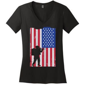 Patriot American Soldier Women's V-Neck T-Shirt