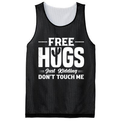Pro Anti Social Free Hugs Just Kidding Dont Touch Me Mesh Reversible Basketball Jersey Tank