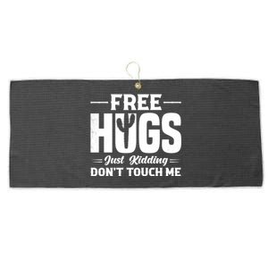 Pro Anti Social Free Hugs Just Kidding Dont Touch Me Large Microfiber Waffle Golf Towel