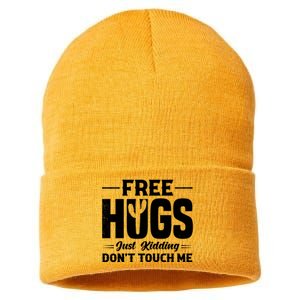 Pro Anti Social Free Hugs Just Kidding Dont Touch Me Sustainable Knit Beanie