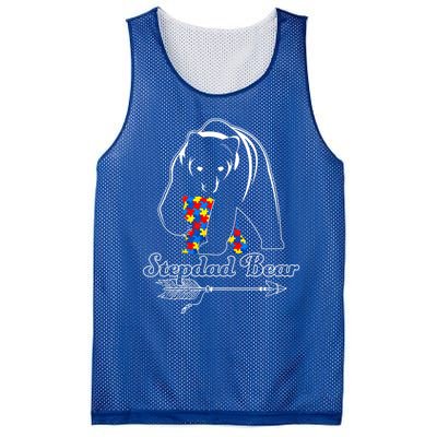 Proud Autism Stepdad Bear Autism Awareness Autistic Support Funny Gift Mesh Reversible Basketball Jersey Tank